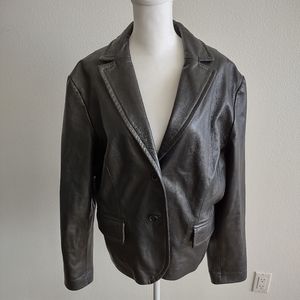 Casual Corner black leather blazer jacket XL